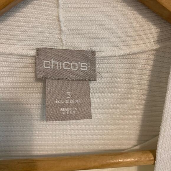 Chico's Cream Open Front Long Cardigan Sweater and Shell Set - Picture 4 of 10